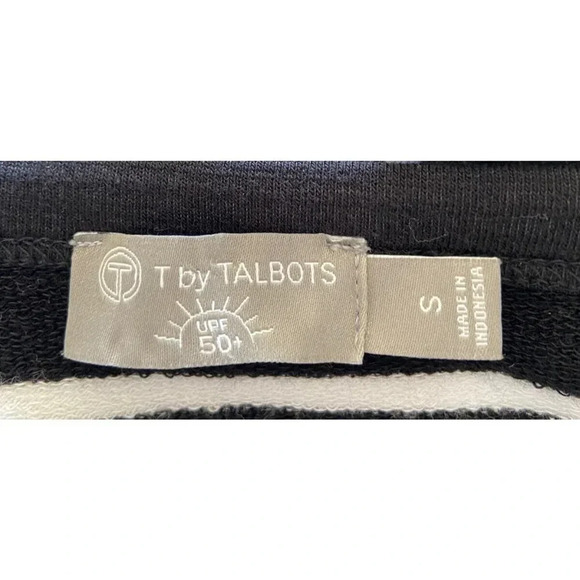 T by Talbots Dress UPF 50+ Outdoor Black White Stripe Small S - Picture 4 of 5
